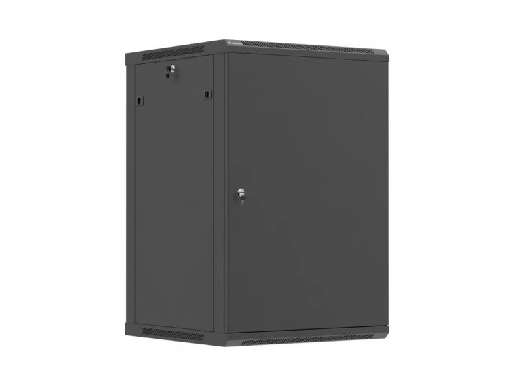 Lanberg Szafa instalacyjna rack wisząca 19 cali 18U 600x600 czarna drzwi metalowe (flat pack)