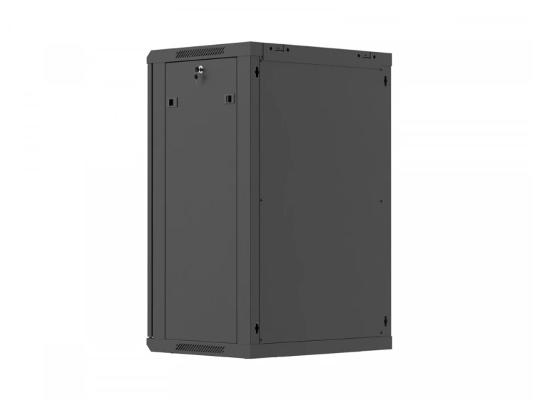 Lanberg Szafa instalacyjna rack wisząca 19 cali 18U 600x450 czarna drzwi perforowane (flat pack)