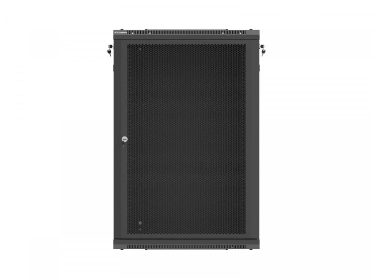 Lanberg Szafa instalacyjna rack wisząca 19 cali 18U 600x600 czarna drzwi perforowane (flat pack)