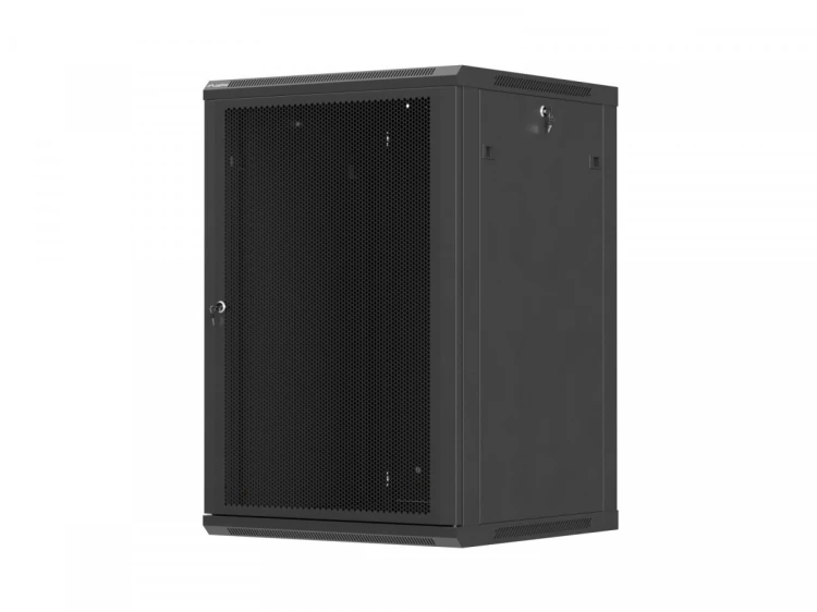 Lanberg Szafa instalacyjna rack wisząca 19 cali 18U 600x600 czarna drzwi perforowane (flat pack)